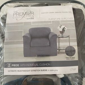 New Never used 2 piece chair cushion: slate gray Premier Collection by Sure Fit